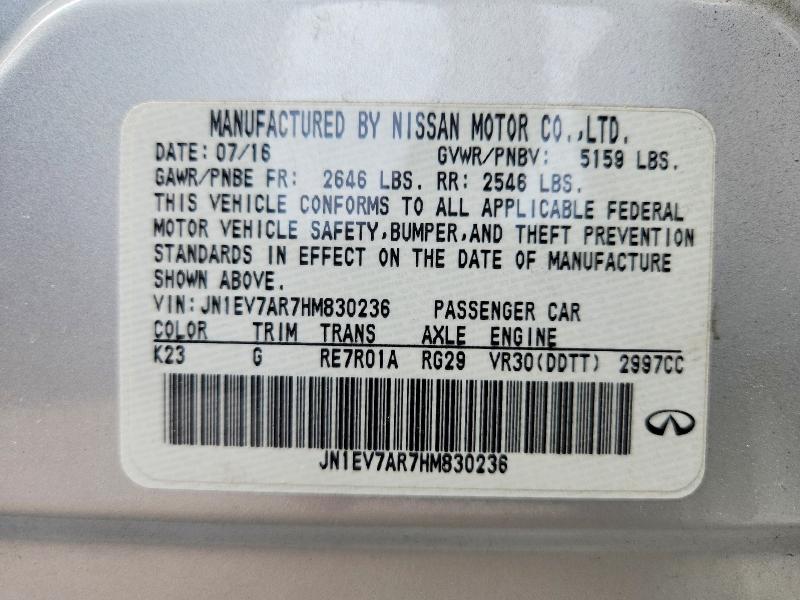 Aukcja sprzedaży 2017 Infiniti Q50, vin: JN1EV7AR7HM830236, numer aukcji: 61738636