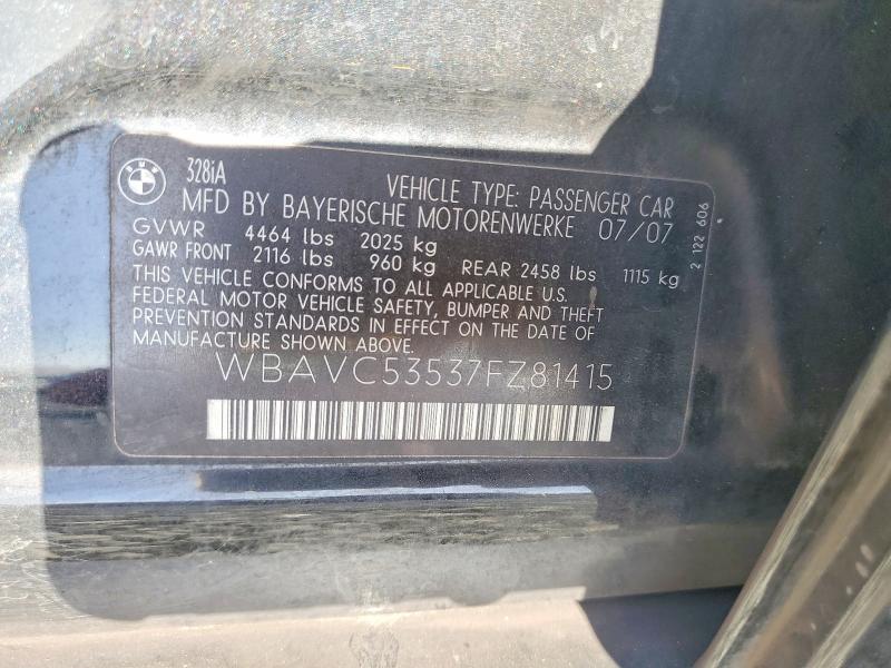 Продаж на аукціоні авто 2007 Bmw 328, vin: WBAVC53537FZ81415, номер лоту: 60728226