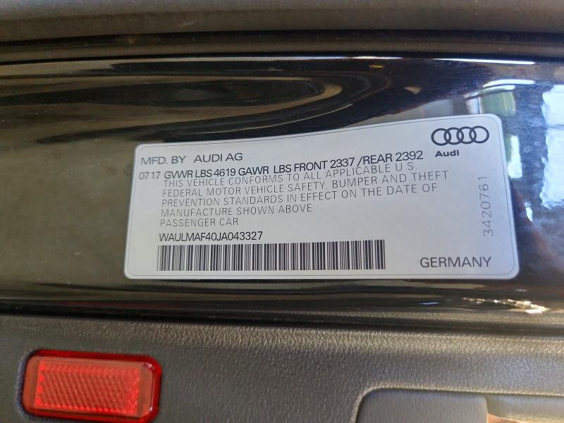Продаж на аукціоні авто 2018 Audi A4, vin: WAULMAF40JA043327, номер лоту: 59638036