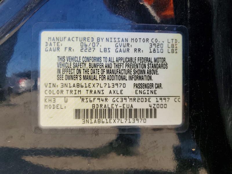 Aukcja sprzedaży 2007 Nissan Sentra, vin: 3N1AB61EX7L713970, numer aukcji: 59873786