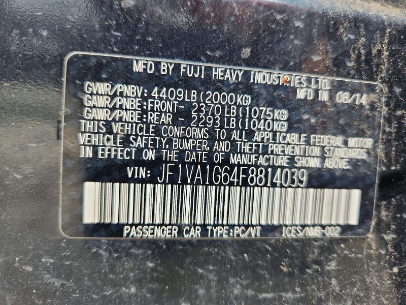 Aukcja sprzedaży 2015 Subaru Wrx, vin: JF1VA1G64F8814039, numer aukcji: 59168736