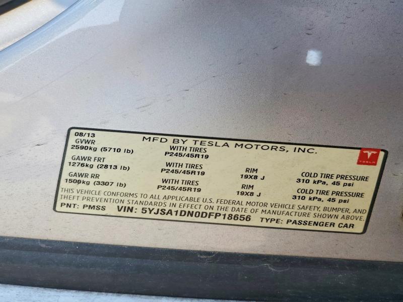 2013 Tesla Model S მანქანა იყიდება აუქციონზე, vin: 5YJSA1DN0DFP18656, აუქციონის ნომერი: 62527376