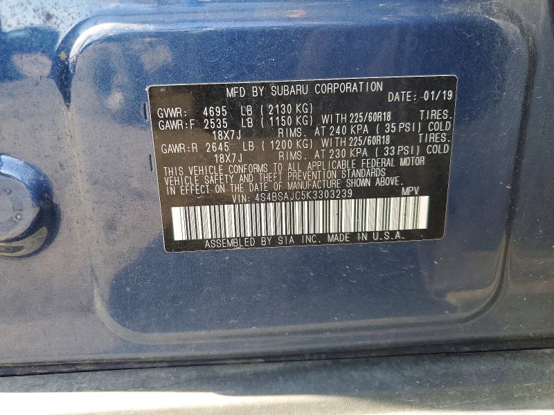 Продажа на аукционе авто 2019 Subaru Outback, vin: 4S4BSAJC5K3303239, номер лота: 60816206