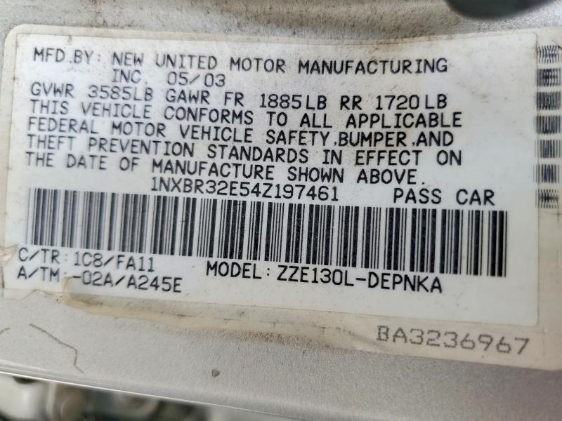 Продаж на аукціоні авто 2004 Toyota Corolla, vin: 1NXBR32E54Z197461, номер лоту: 61210696