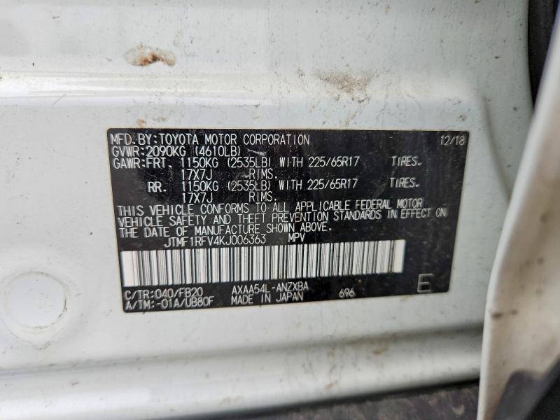 Aukcja sprzedaży 2019 Toyota Rav4, vin: JTMF1RFV4KJ006363, numer aukcji: 59764906