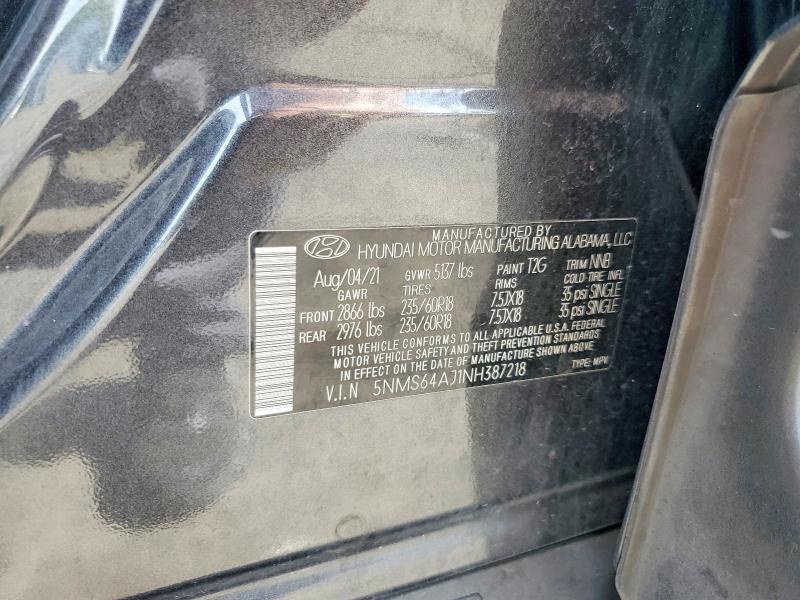 Aukcja sprzedaży 2022 Hyundai Santa Fe, vin: 5NMS64AJ1NH387218, numer aukcji: 63370226