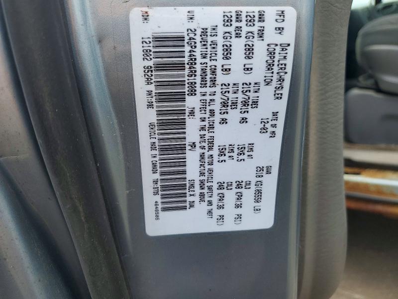 63029456 :رقم المزاد ، 2C4GP44R84R618088 vin ، 2004 Chrysler Town & Country مزاد بيع