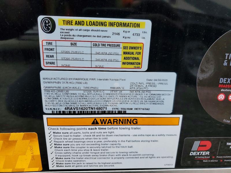Продажа на аукционе авто 2026 Interstate Unknown, vin: 4RAVS1620TN148071, номер лота: 63303696