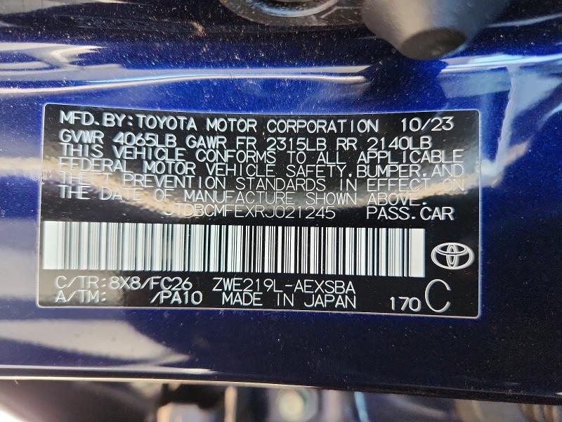 Продажа на аукционе авто 2024 Toyota Corolla Hybrid, vin: JTDBCMFEXRJ021245, номер лота: 61643976