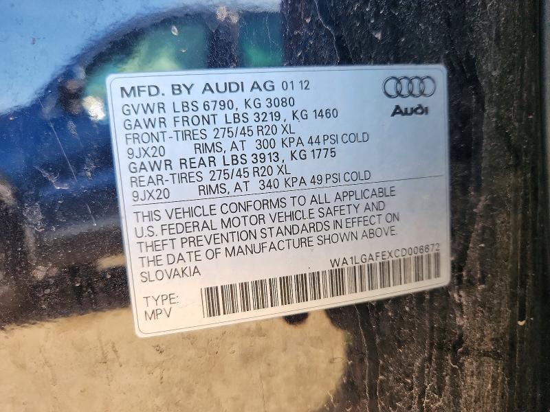 Aukcja sprzedaży 2012 Audi Q7, vin: WA1LGAFEXCD006672, numer aukcji: 60443516
