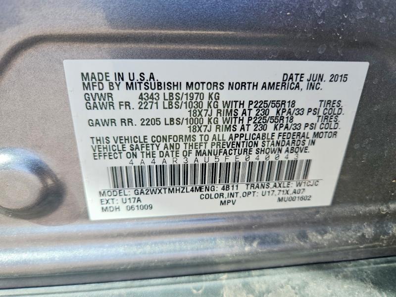 Aukcja sprzedaży 2015 Mitsubishi Outlander Sport, vin: 4A4AR3AU5FE040043, numer aukcji: 60445686