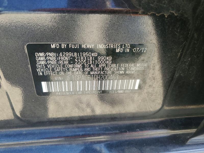 Aukcja sprzedaży 2013 Subaru Impreza, vin: JF1GPAC61DH200463, numer aukcji: 59884986