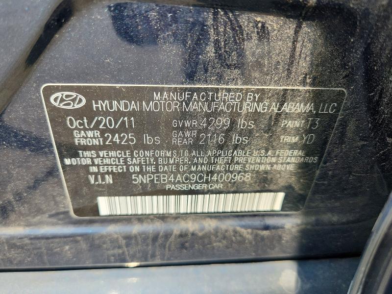 Aukcja sprzedaży 2012 Hyundai Sonata, vin: 5NPEB4AC9CH400968, numer aukcji: 60314866