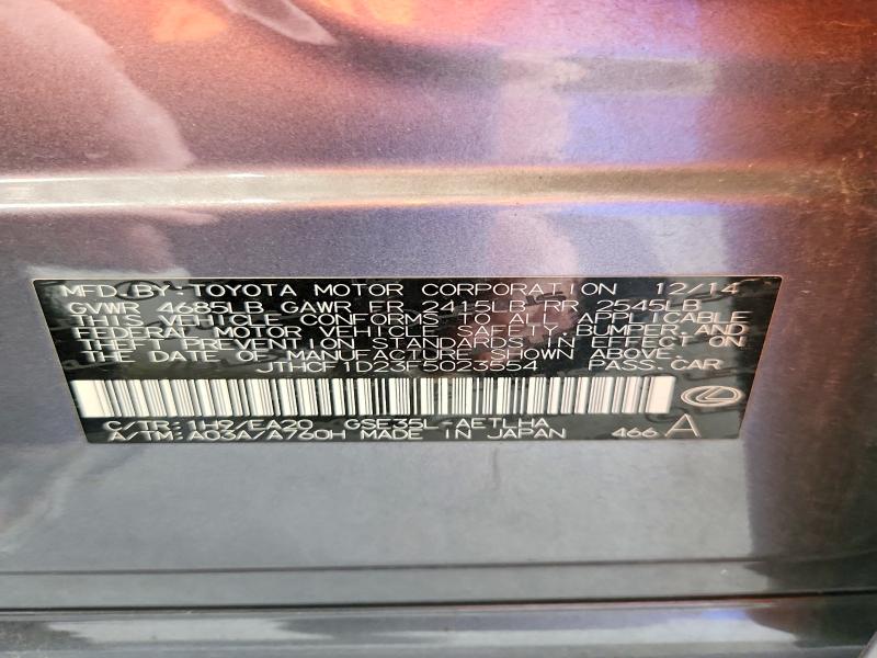 Auction sale of the 2015 Lexus Is, vin: JTHCF1D23F5023554, lot number: 61222706