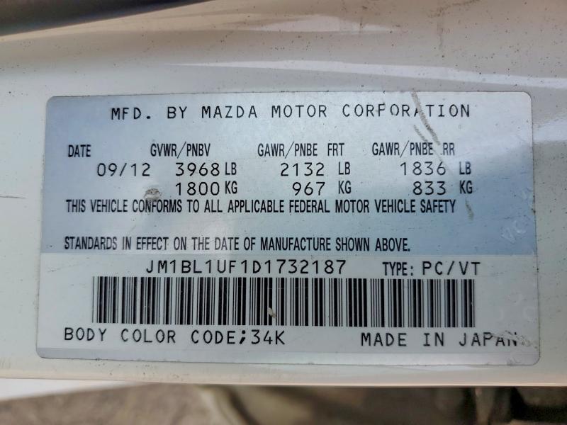 Продаж на аукціоні авто 2013 Mazda 3, vin: JM1BL1UF1D1732187, номер лоту: 60413286