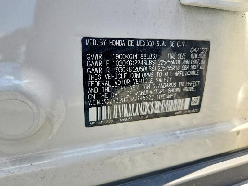 Продаж на аукціоні авто 2023 Honda Hr-v, vin: 3CZRZ2H51PM745222, номер лоту: 63463136