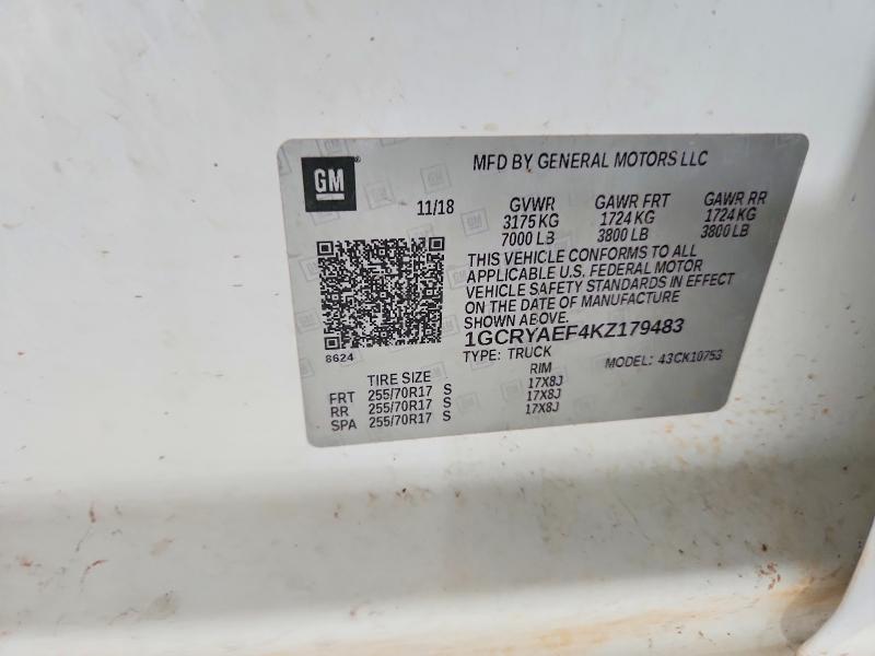 61383056 :رقم المزاد ، 1GCRYAEF4KZ179483 vin ، 2019 Chevrolet Silverado مزاد بيع