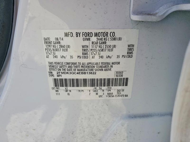 Продаж на аукціоні авто 2014 Ford Edge, vin: 2FMDK3GC4EBB13822, номер лоту: 59639906