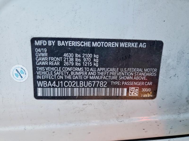 Aukcja sprzedaży 2020 Bmw 430i, vin: WBA4J1C02LBU67782, numer aukcji: 62355416