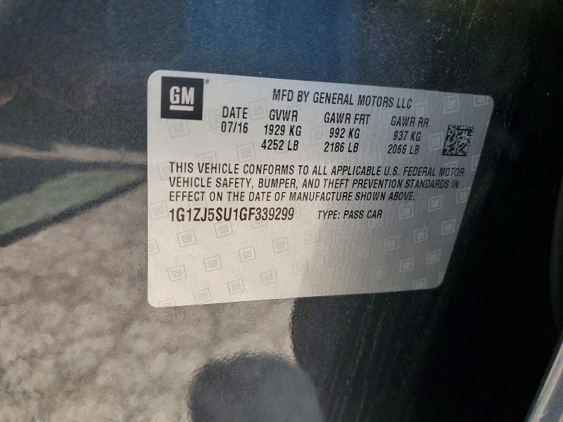 62431826 :رقم المزاد ، 1G1ZJ5SU1GF339299 vin ، 2016 Chevrolet Malibu مزاد بيع