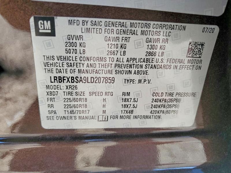 Aukcja sprzedaży 2020 Buick Envision, vin: LRBFXBSA9LD207859, numer aukcji: 62632146