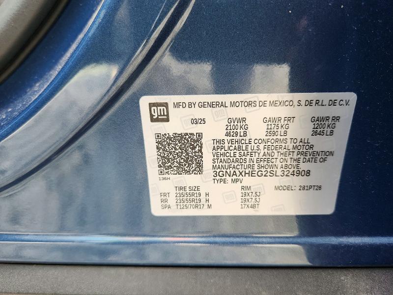 61948966 :رقم المزاد ، 3GNAXHEG2SL324908 vin ، 2025 Chevrolet Equinox مزاد بيع