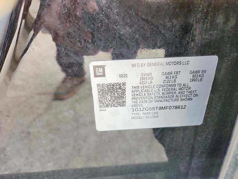 60043866 :رقم المزاد ، 1G1ZG5ST8MF078612 vin ، 2021 Chevrolet Malibu مزاد بيع