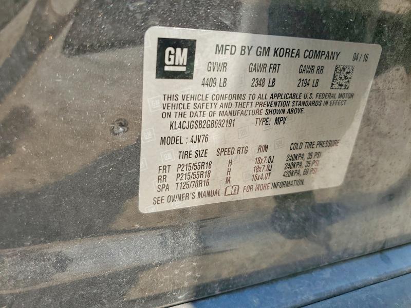 Продаж на аукціоні авто 2016 Buick Encore, vin: KL4CJGSB2GB692191, номер лоту: 62685916