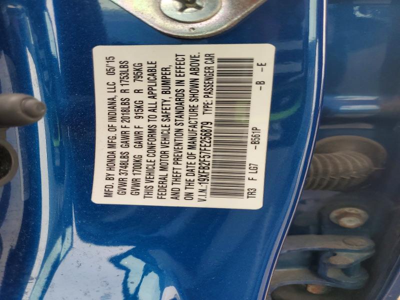 2015 Honda Civic მანქანა იყიდება აუქციონზე, vin: 19XFB2F57FE256879, აუქციონის ნომერი: 61170316
