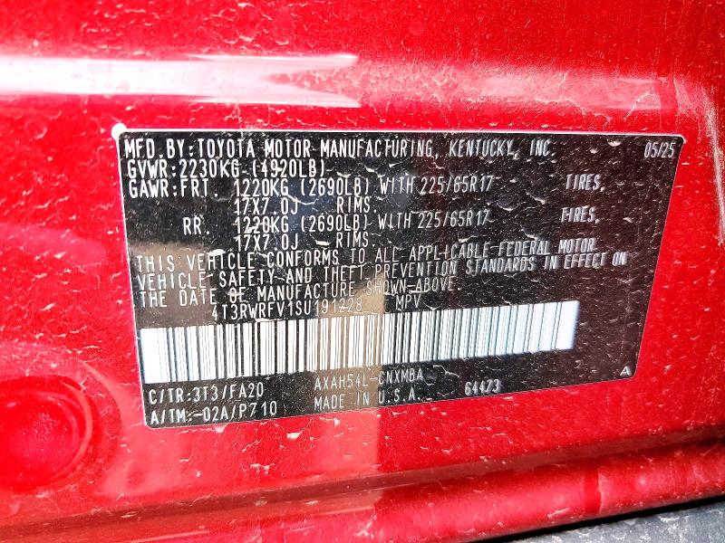 63054116 :رقم المزاد ، 4T3RWRFV1SU191228 vin ، 2025 Toyota Rav4 Hybrid مزاد بيع