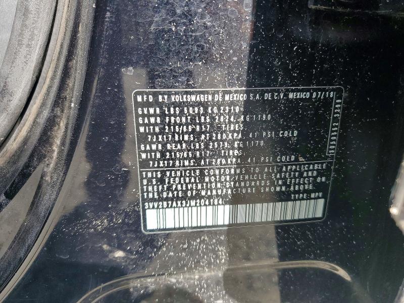 62112456 :رقم المزاد ، 3VV2B7AX3JM204184 vin ، 2018 Volkswagen Tiguan مزاد بيع