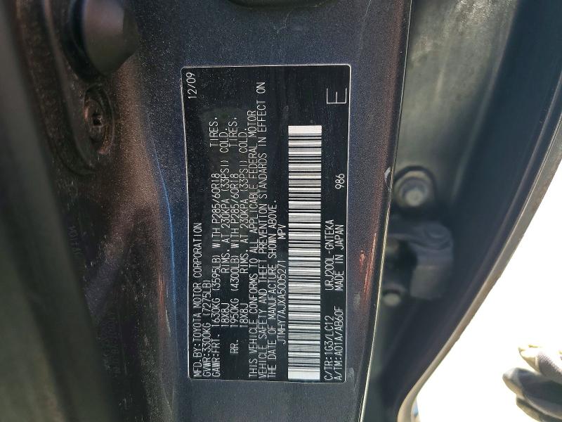 60225856 :رقم المزاد ، JTMHY7AJXA5005271 vin ، 2010 Toyota Land Cruiser مزاد بيع