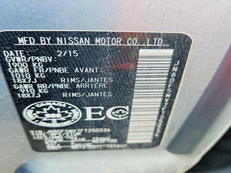 59071456 :رقم المزاد ، JN8DF5MV7FT250236 vin ، 2015 Nissan Juke مزاد بيع
