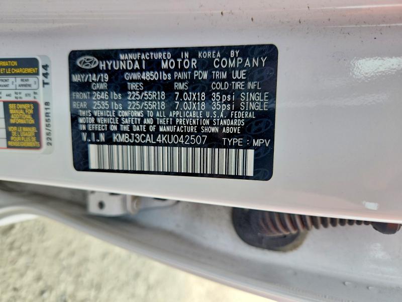 Aukcja sprzedaży 2019 Hyundai Tucson, vin: KM8J3CAL4KU042507, numer aukcji: 62123536