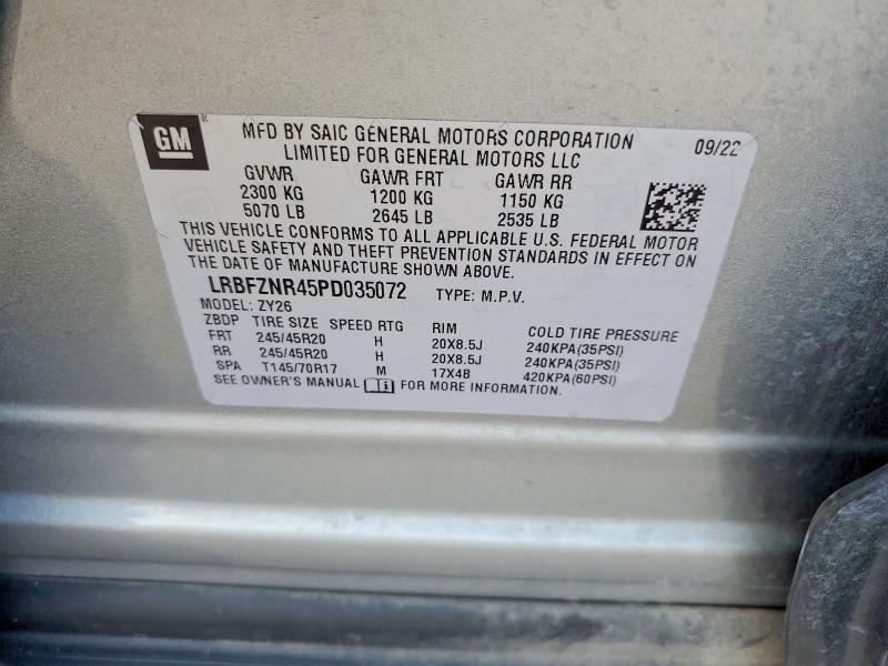 62589106 :رقم المزاد ، LRBFZNR45PD035072 vin ، 2023 Buick Envision مزاد بيع