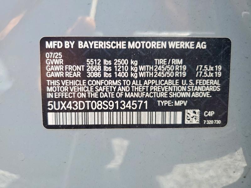 Aukcja sprzedaży 2025 Bmw X4, vin: 5UX43DT08S9134571, numer aukcji: 58459406
