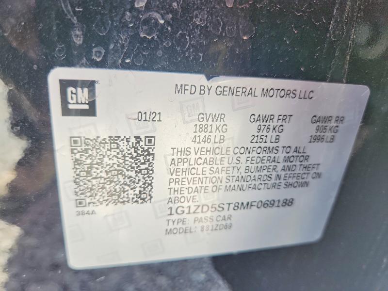 Продажа на аукционе авто 2021 Chevrolet Malibu, vin: 1G1ZD5ST8MF069188, номер лота: 62323346