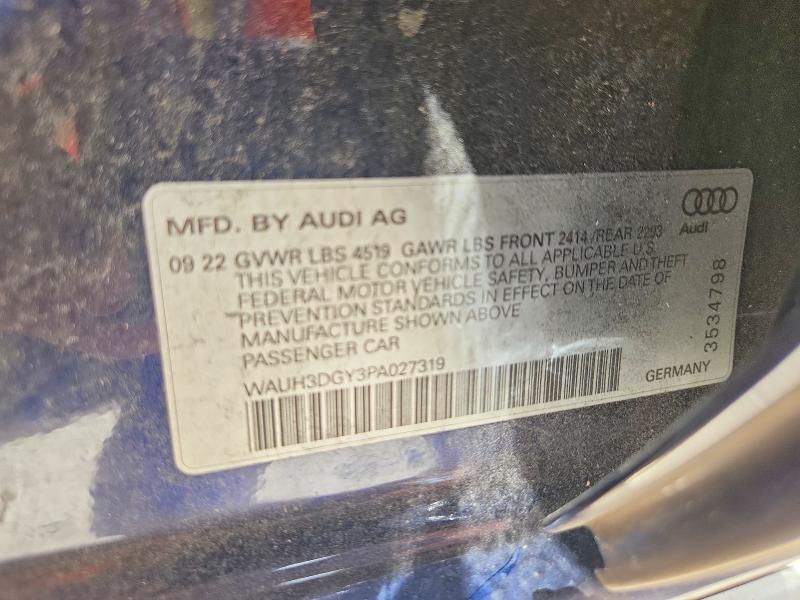 Aukcja sprzedaży 2023 Audi S3, vin: WAUH3DGY3PA027319, numer aukcji: 61877946