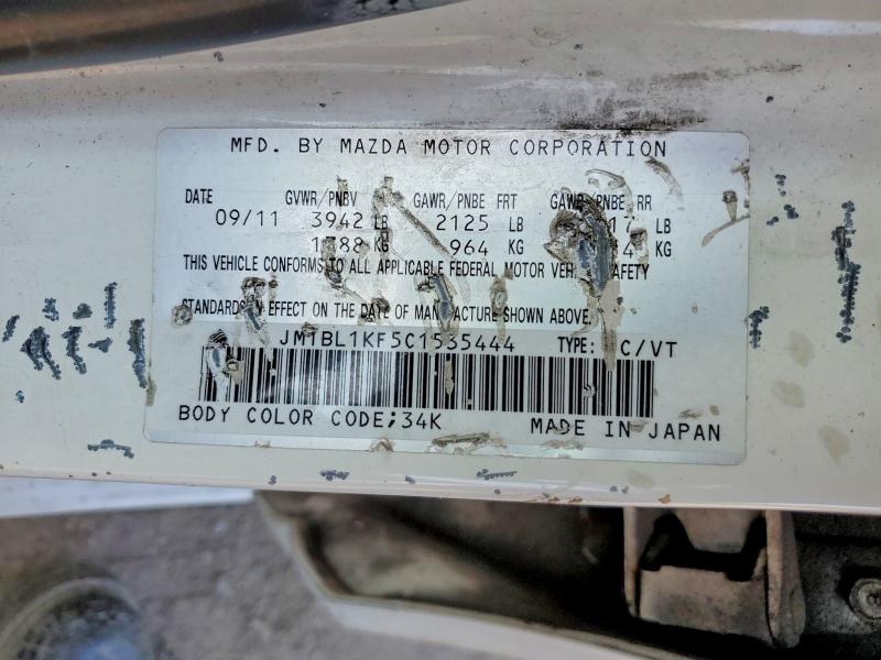 Aukcja sprzedaży 2012 Mazda 3, vin: JM1BL1KF5C1535444, numer aukcji: 63282496