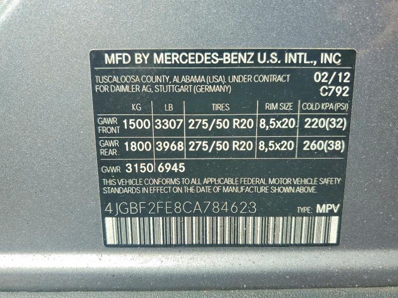 2012 Mercedes-benz Gl მანქანა იყიდება აუქციონზე, vin: 4JGBF2FE8CA784623, აუქციონის ნომერი: 61321386