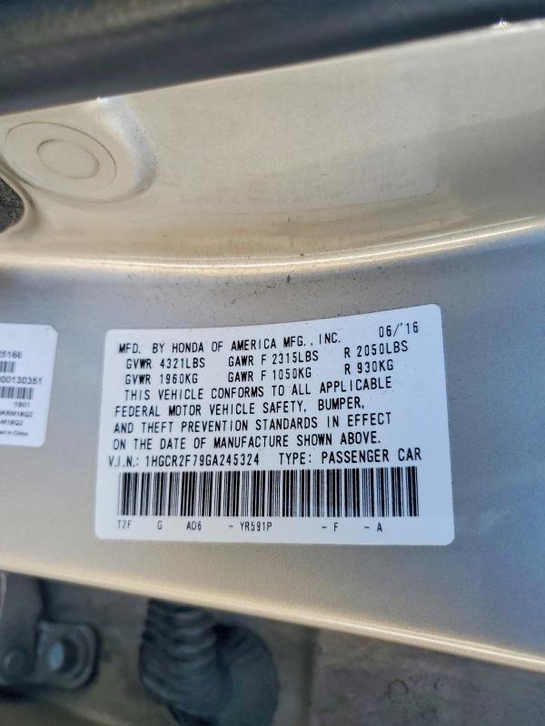 Продажа на аукционе авто 2016 Honda Accord, vin: 1HGCR2F79GA245324, номер лота: 61640826