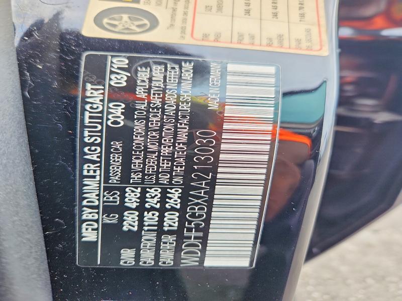 62682956 :رقم المزاد ، WDDHF5GBXAA213030 vin ، 2010 Mercedes-benz E مزاد بيع