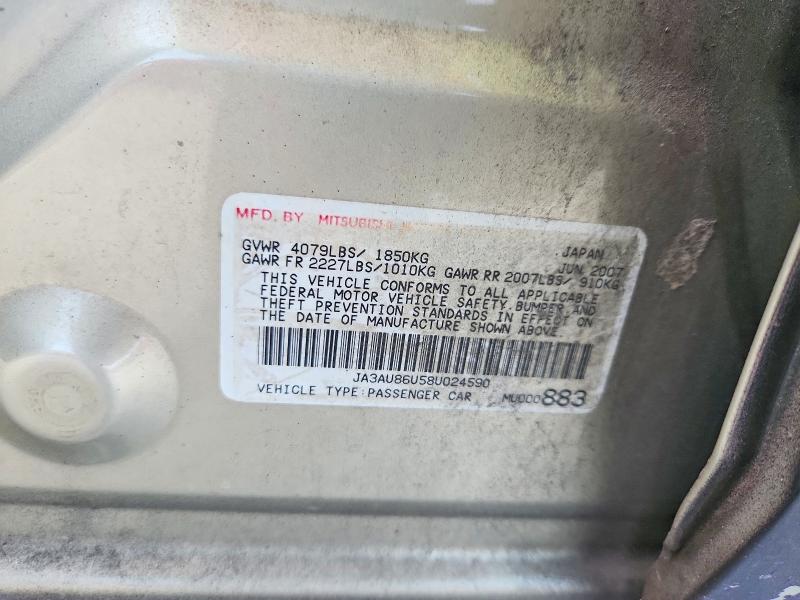 Aukcja sprzedaży 2008 Mitsubishi Lancer, vin: JA3AU86U58U024590, numer aukcji: 61301096