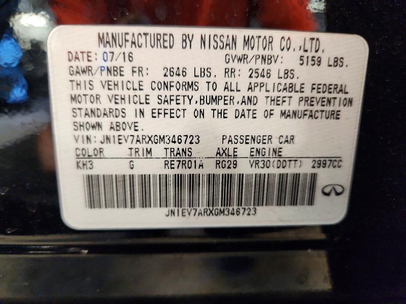 Aukcja sprzedaży 2016 Infiniti Q50, vin: JN1EV7ARXGM346723, numer aukcji: 60378176