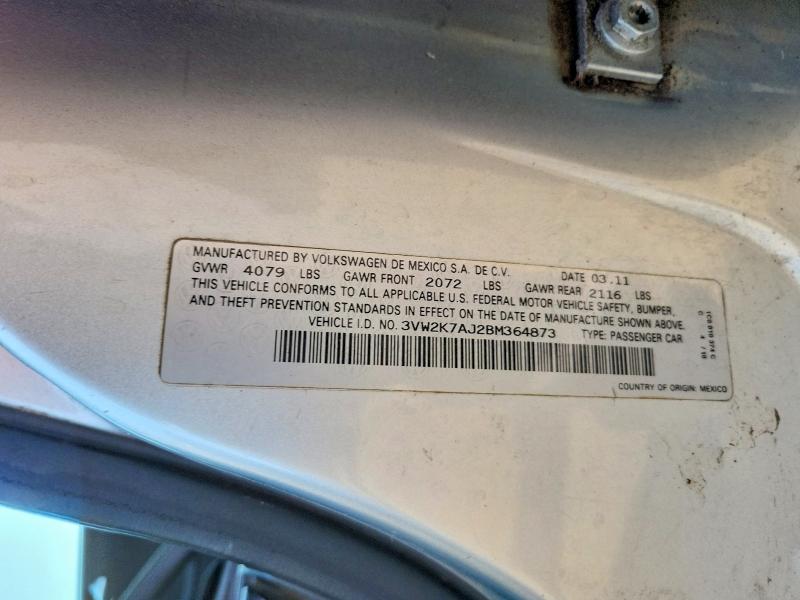 Aukcja sprzedaży 2011 Volkswagen Jetta, vin: 3VW2K7AJ2BM364873, numer aukcji: 62664216