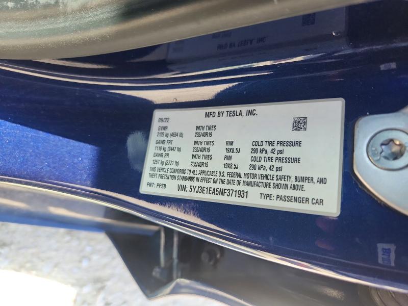 Aukcja sprzedaży 2022 Tesla Model 3, vin: 5YJ3E1EA5NF371931, numer aukcji: 60090796