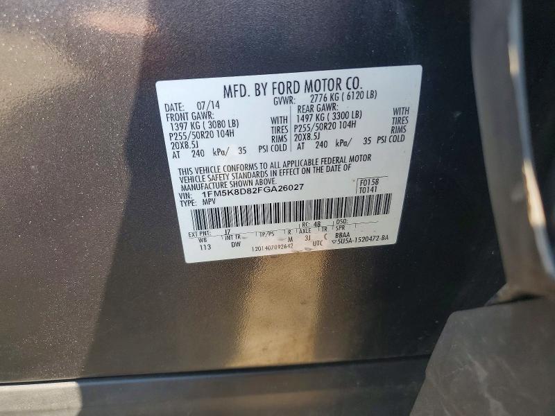 Продаж на аукціоні авто 2015 Ford Explorer, vin: 1FM5K8D82FGA26027, номер лоту: 59789486