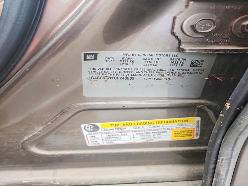 60211646 :رقم المزاد ، 1G4GC5ERXCF246805 vin ، 2012 Buick Lacrosse مزاد بيع