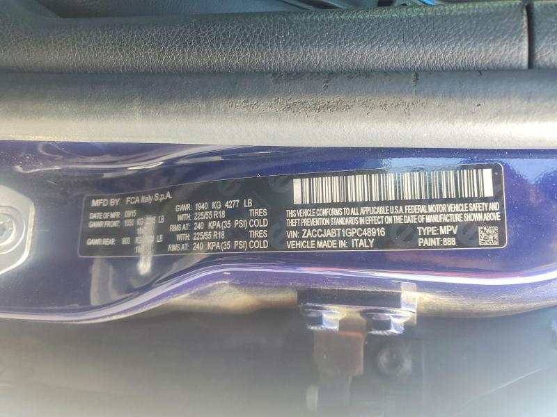 97684725 :رقم المزاد ، ZACCJABT1GPC48916 vin ، 2016 Jeep Renegade مزاد بيع