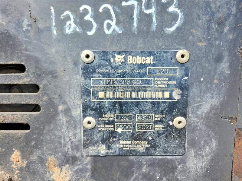 60751706 :رقم المزاد ، B3BL18679 vin ، 2021 Bobcat Excavator مزاد بيع